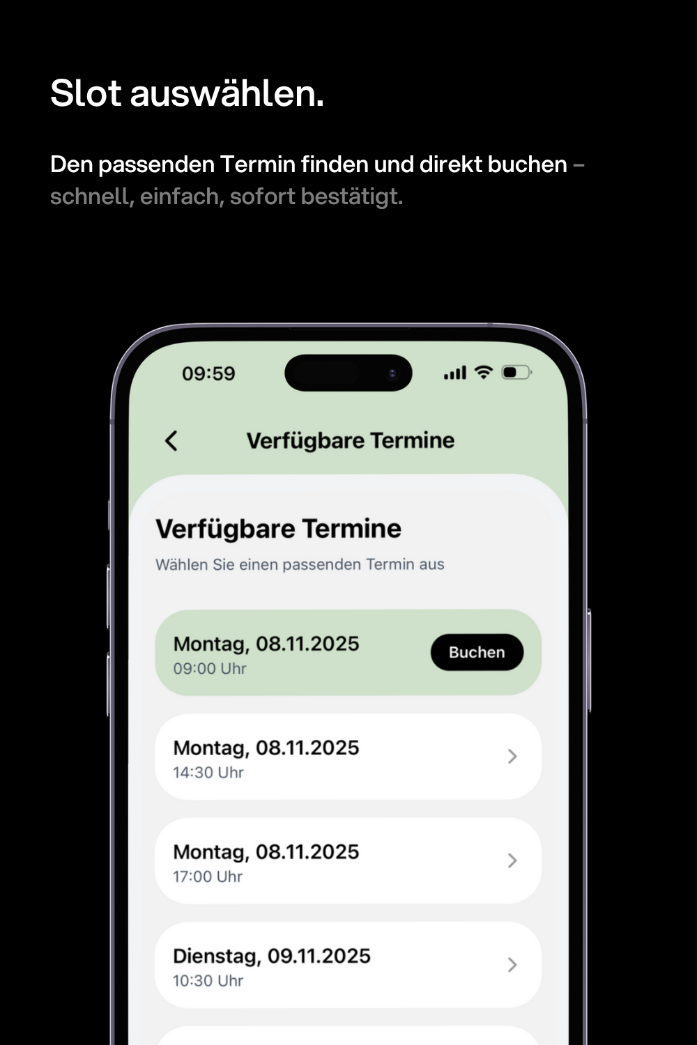 kaya Patienten-App - Zeitslot auswählen
